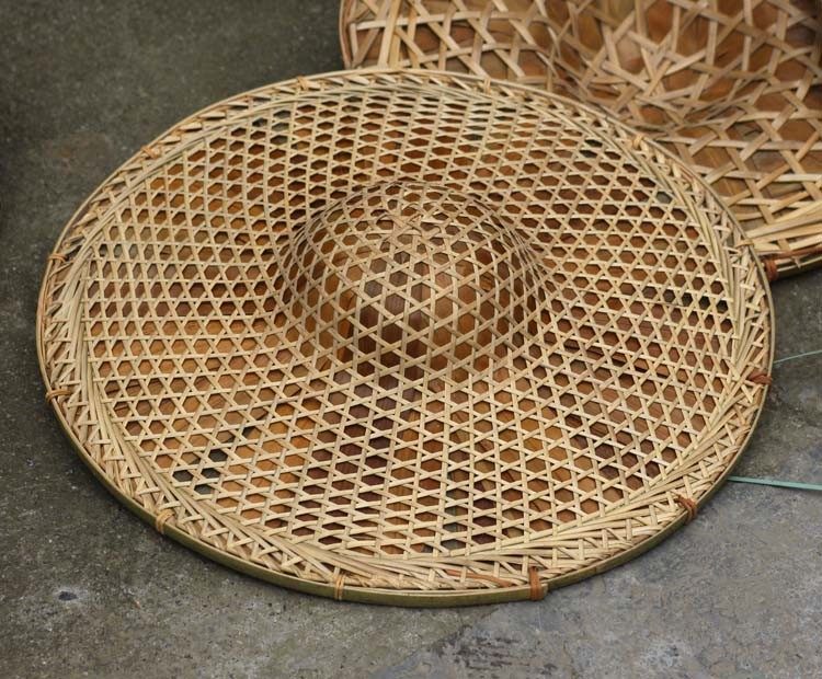 遮阳圆顶素色帽子80cm防晒笠帽竹笠竹编