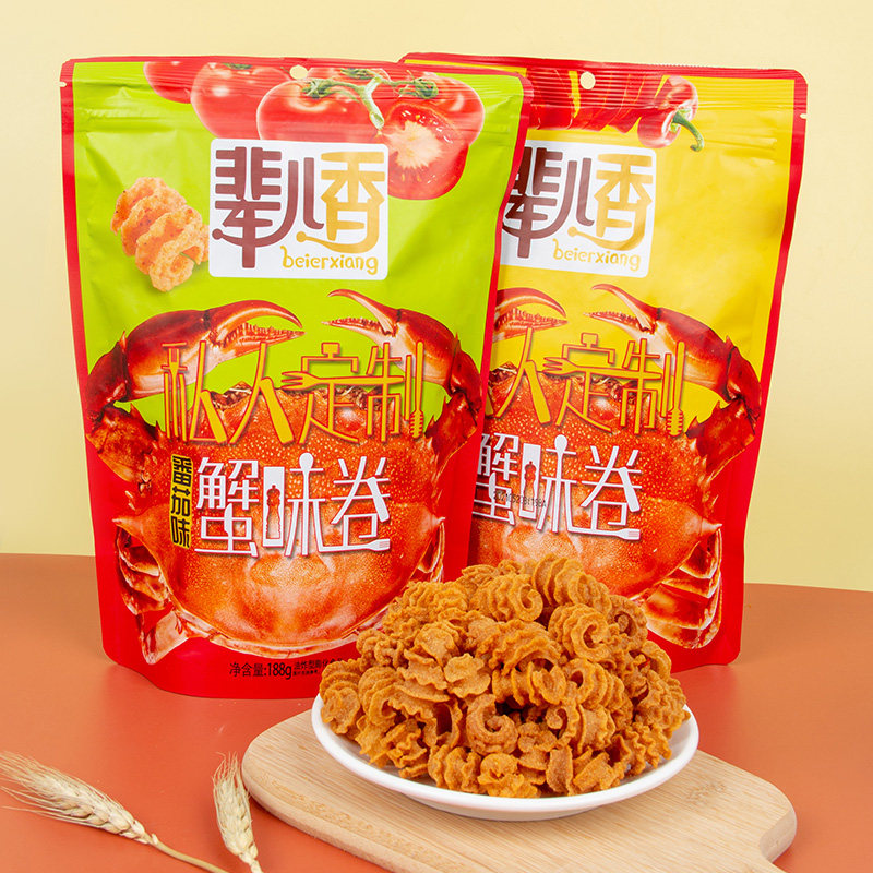 辈儿香蟹味卷188g辣脆锅巴披萨卷膨化比萨怀旧膨化食品