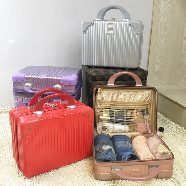 Retro mini suitcase 14 inch makeup box wedding dowry travel small box makeup bag boarding suitcase female Retro mini suitcase 14 inch makeup box wedding dowry travel small box makeup bag boarding suitcase female