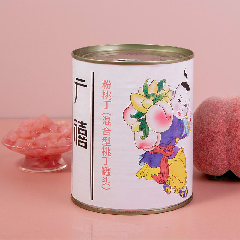 广禧粉桃丁罐头850g即食水蜜桃水果罐头