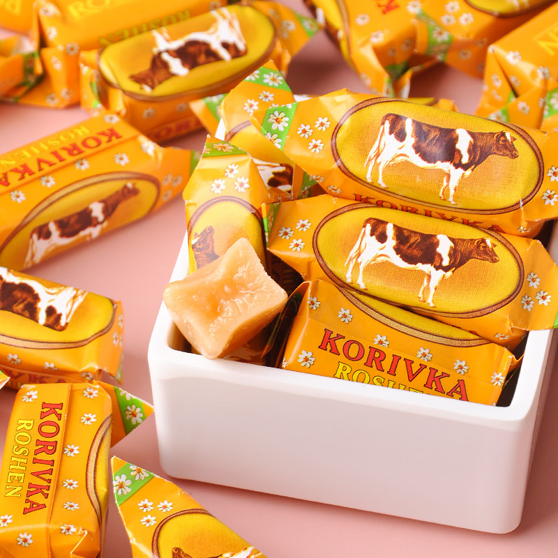 乌克兰进口如胜牛奶软糖1000g散装结婚喜糖批发糖果