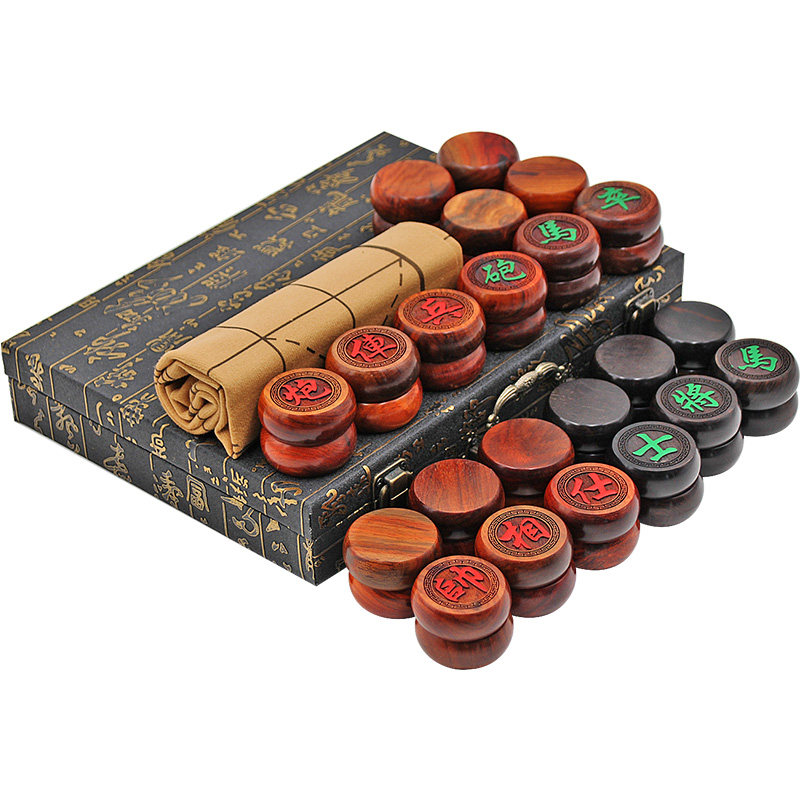 中国象棋套装大号实木紫光檀象棋子成人初学便携中国象棋