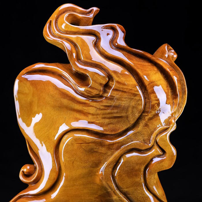 泓忆木雕摆件根雕工艺品雕刻手作水波金丝满水波摆件