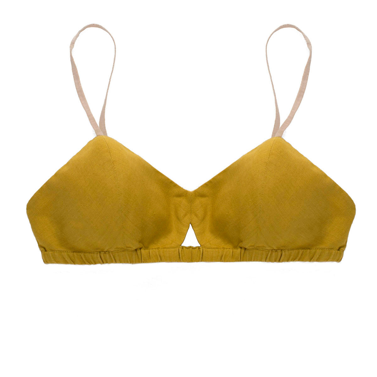 陈小满纯亚麻法式抗菌镂空山形无钢圈无胸垫超薄文胸法式bralette