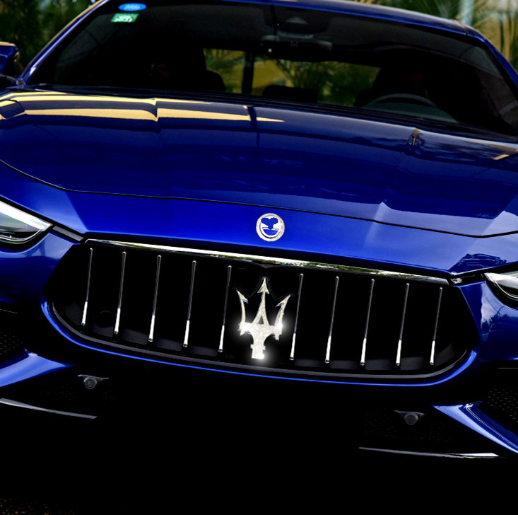 适用于玛莎拉蒂车标钻石总裁ghibli吉博力改装个性装饰汽车装饰贴