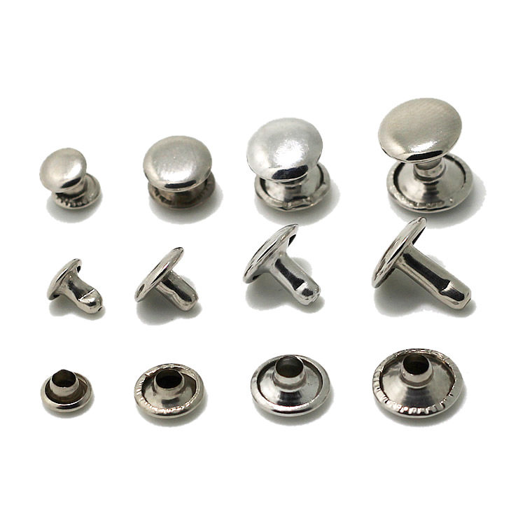 8mm10mm双面铆钉扣纯铜撞钉帽钉diy钱包钥匙包皮带子母扣装饰配件