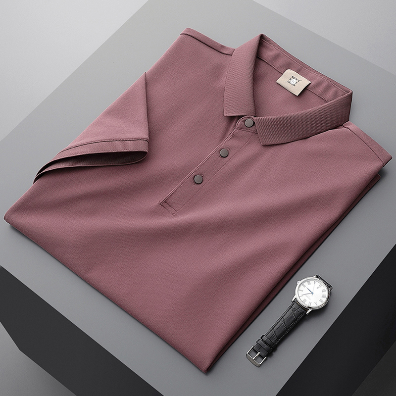 夏季高端polo衫男短袖冰丝男士上衣翻领t恤修身丝光棉商务保罗衫
