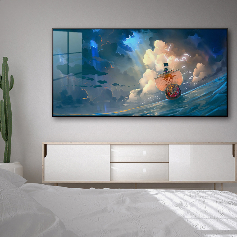 海贼王挂画二次元动漫周边客厅卧室背景墙壁画路飞索隆现代装饰画