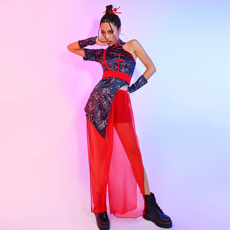 女团古风爵士舞舞蹈服中国风表演服国舞台少女民族服装