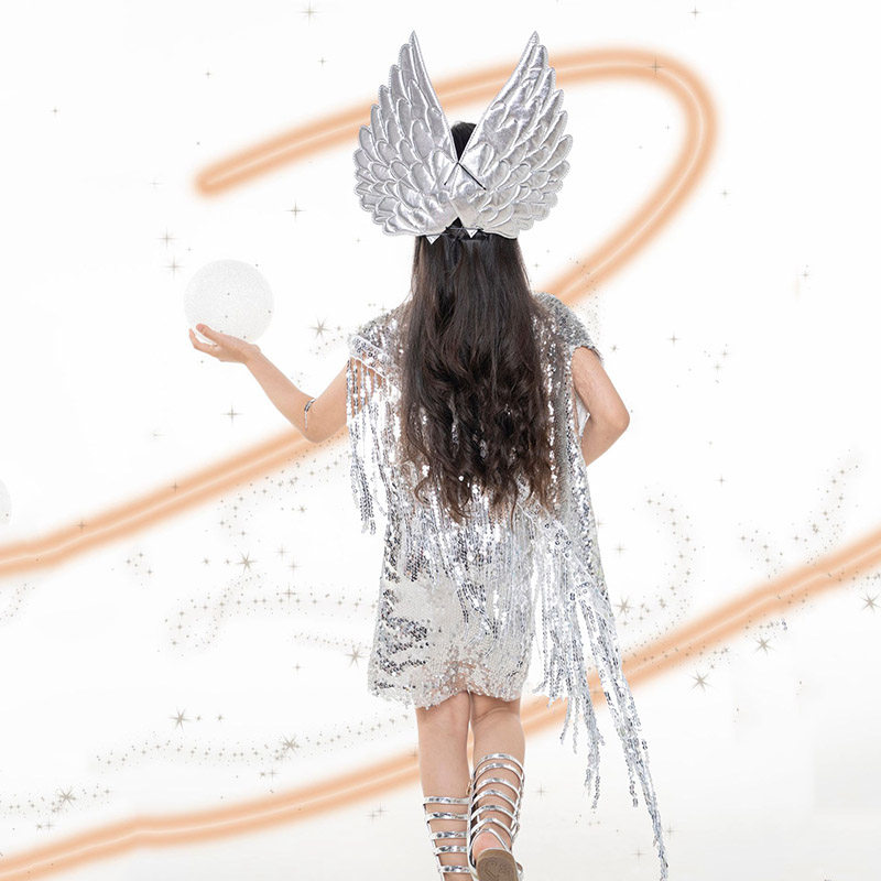 女童科技潮酷大童服装亮片模特未来摇滚酷潮儿童演出服