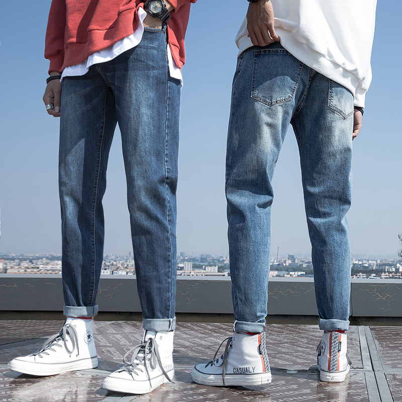 2021新款牛仔裤男直筒宽松男士长裤子韩版潮流春秋款潮牌秋季九分