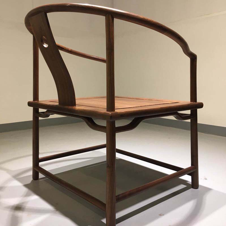 新中式家具矮圈椅仿古太师椅实木官帽椅餐椅茶室单人围椅白胚 - 安于