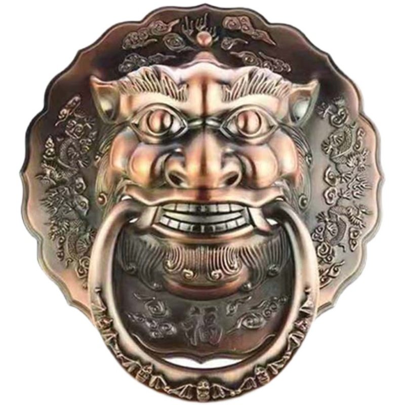 仿古兽头门环中式门神麒麟头大门俯首狮头圆形大拉手