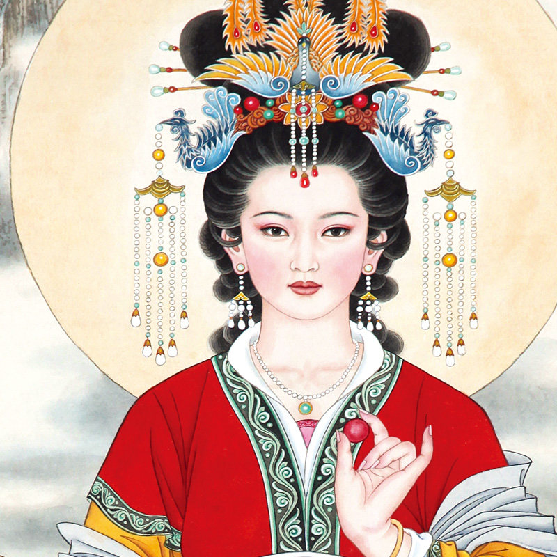 碧霞元画像玉女娘娘泰山奶奶挂画女神卷轴国画
