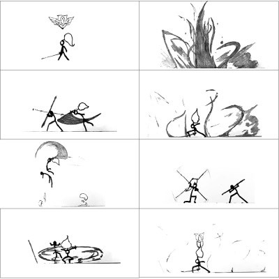 动画火柴人格斗学生男生翻页生日节日礼品品创创意礼盒