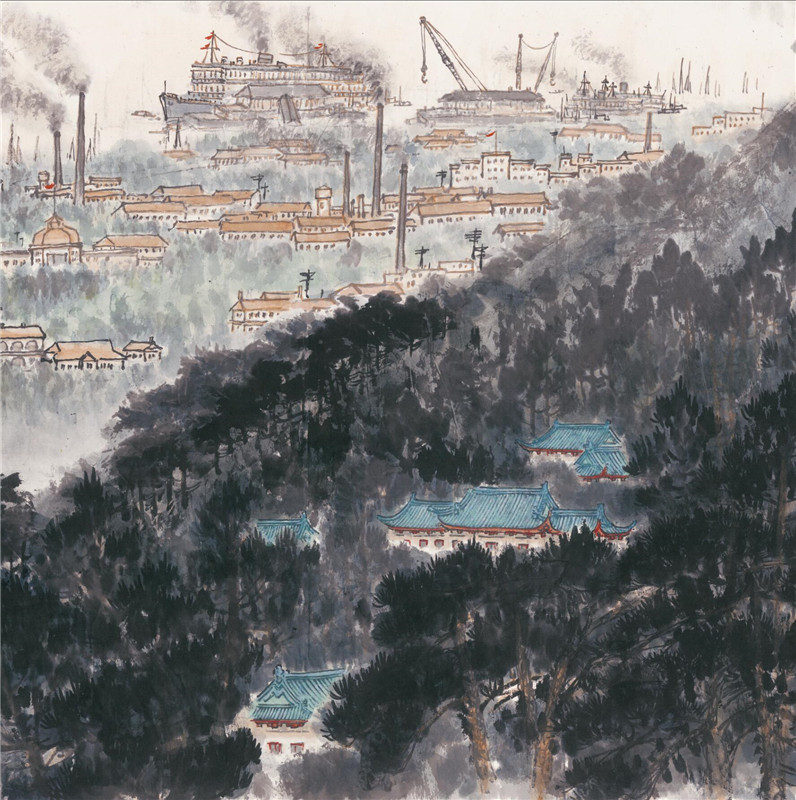 傅抱石今胜昔装饰画装饰复制微喷国画写意虎踞龙盘宋文治国画