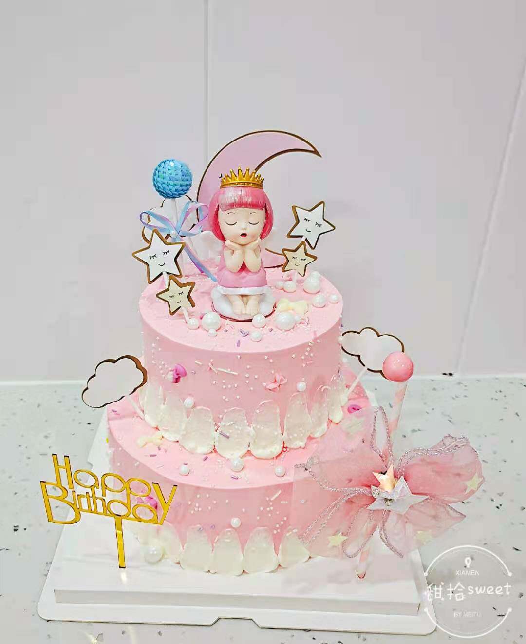 双层生日蛋糕白雪公主七个小矮人动物奶油水果夹心实物新鲜生日蛋糕