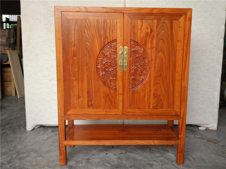 纯实木榆木榫卯工艺内部无漆鞋柜玄关柜38cm深鞋柜家具柜子客厅