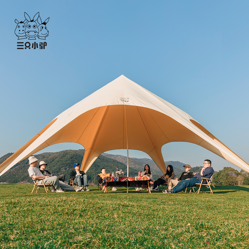 三只小驴超大户外天幕帐篷大型露营野营加厚防雨防晒遮阳棚大凉棚