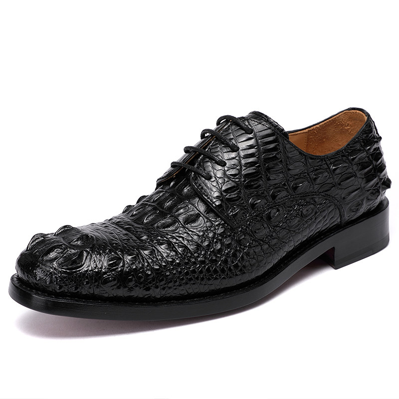 鳄鱼男鞋手工固特异皮鞋意大利真皮鞋底进口牛皮正装皮鞋