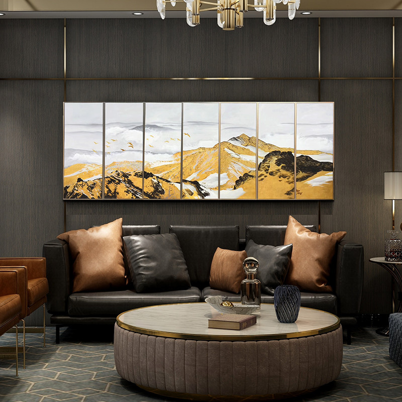 酒店大堂装饰画售楼处手绘油画客厅风景山水画大厅油画
