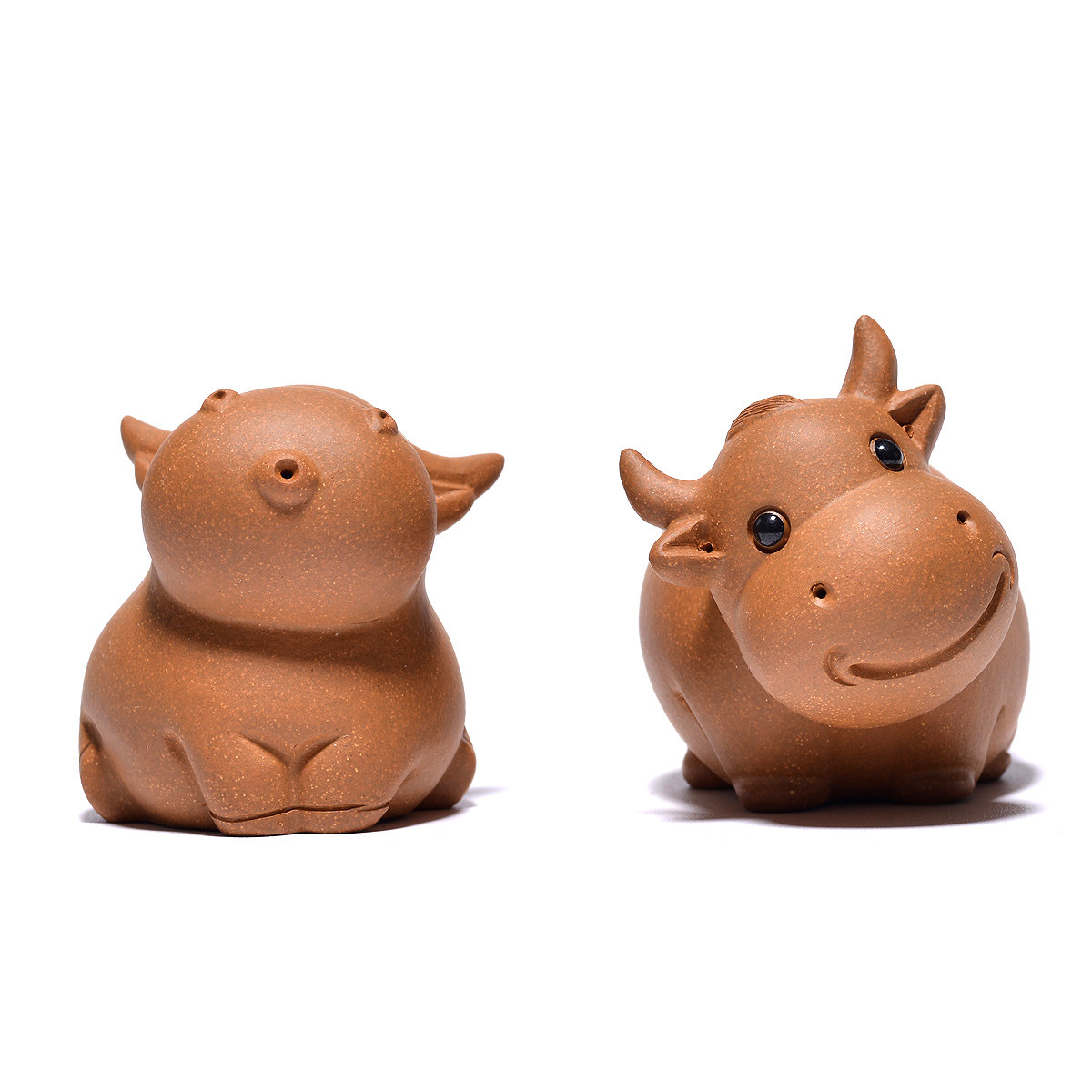 宜兴紫砂茶宠摆件精品可养茶玩手工生肖牛水牛萌茶宠摆件