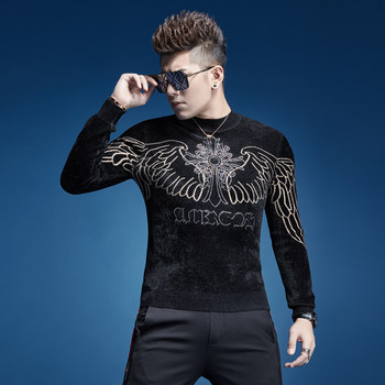 Flying Wings Personalized trendy brandy hot diamond sweater velvet sweater for men, ເສື້ອຢືດຄໍຮອບທີ່ອ່ອນໂຍນແລະອ່ອນໂຍນ