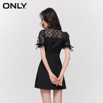 ມີພຽງແຕ່ spring temperament lace stitching high-waisted A-line short dress for women 123207059