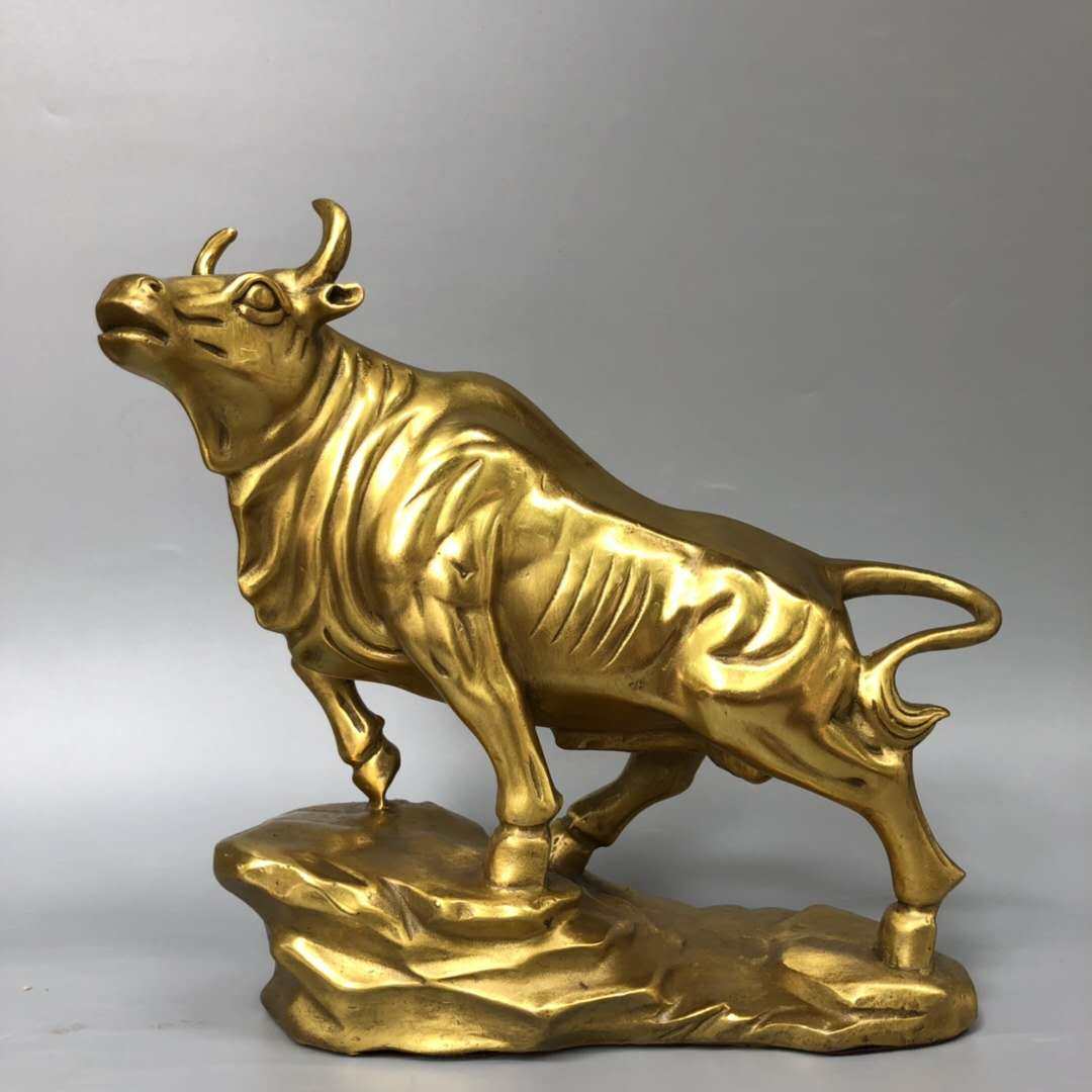 铜牛生肖旺市摆件牛气冲天年年有鱼金牛家居办公室摆件