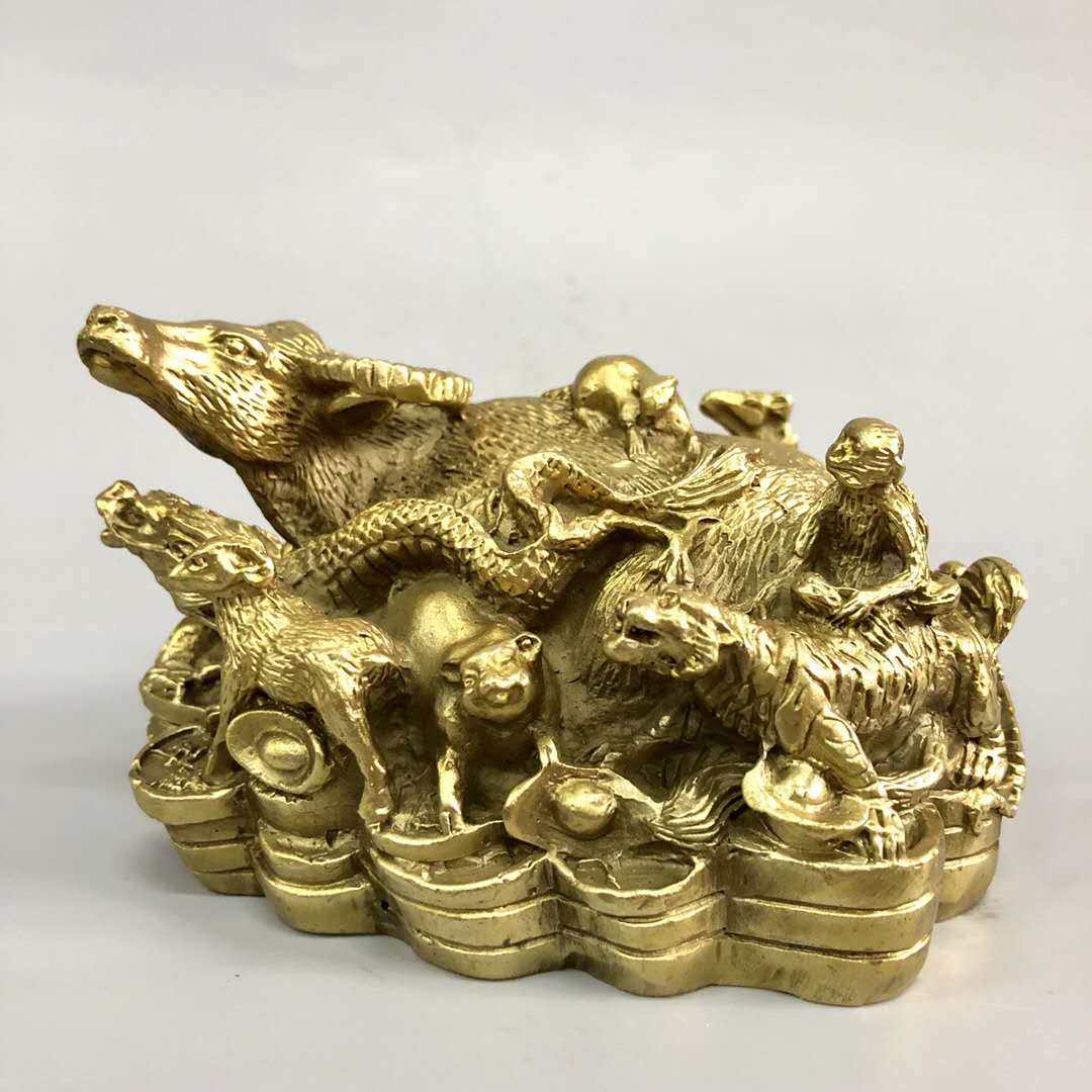 铜牛生肖旺市摆件牛气冲天年年有鱼金牛家居办公室摆件