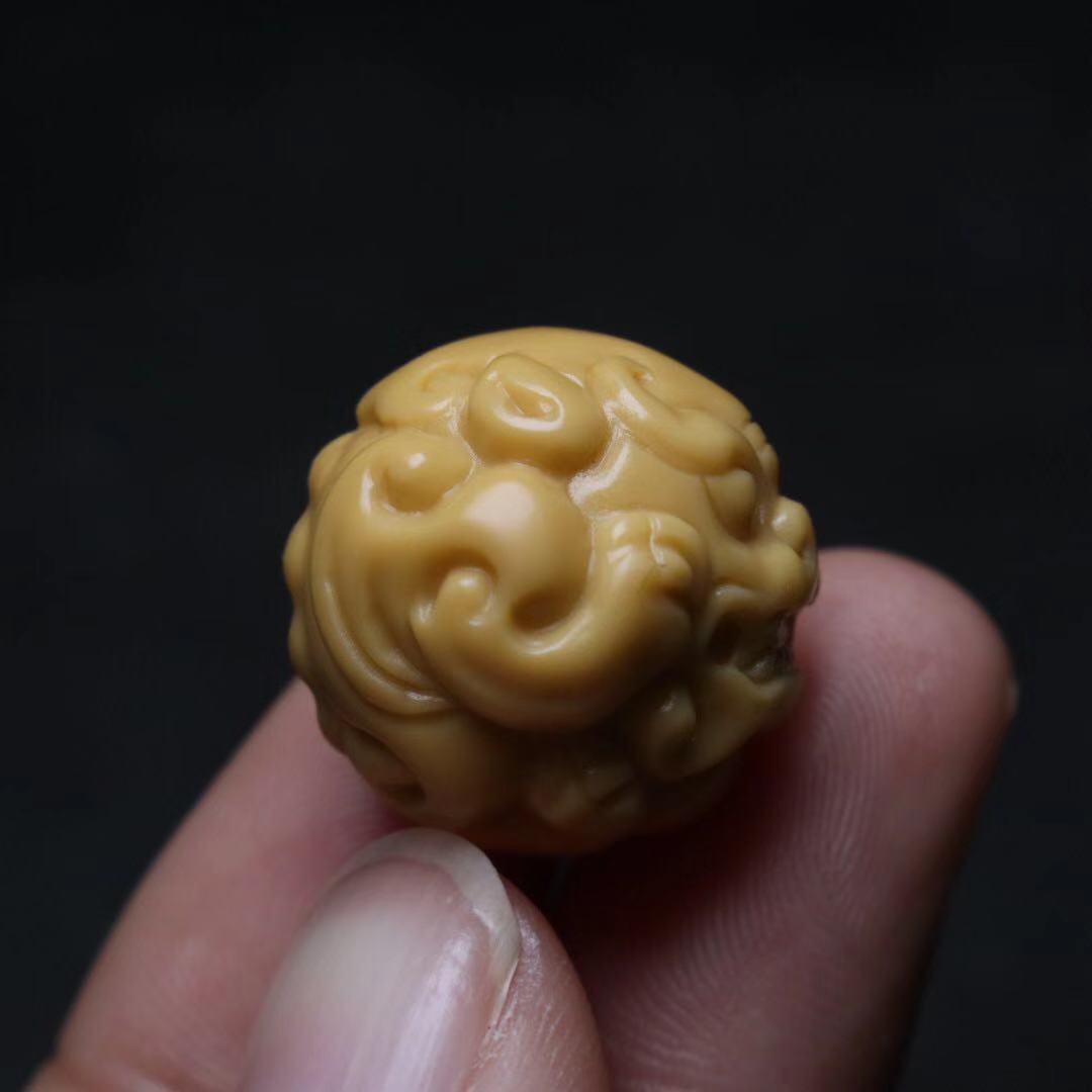 大帝文玩金膏玉玉化貔貅珠兽珠顶腰珠金刚核桃佛珠