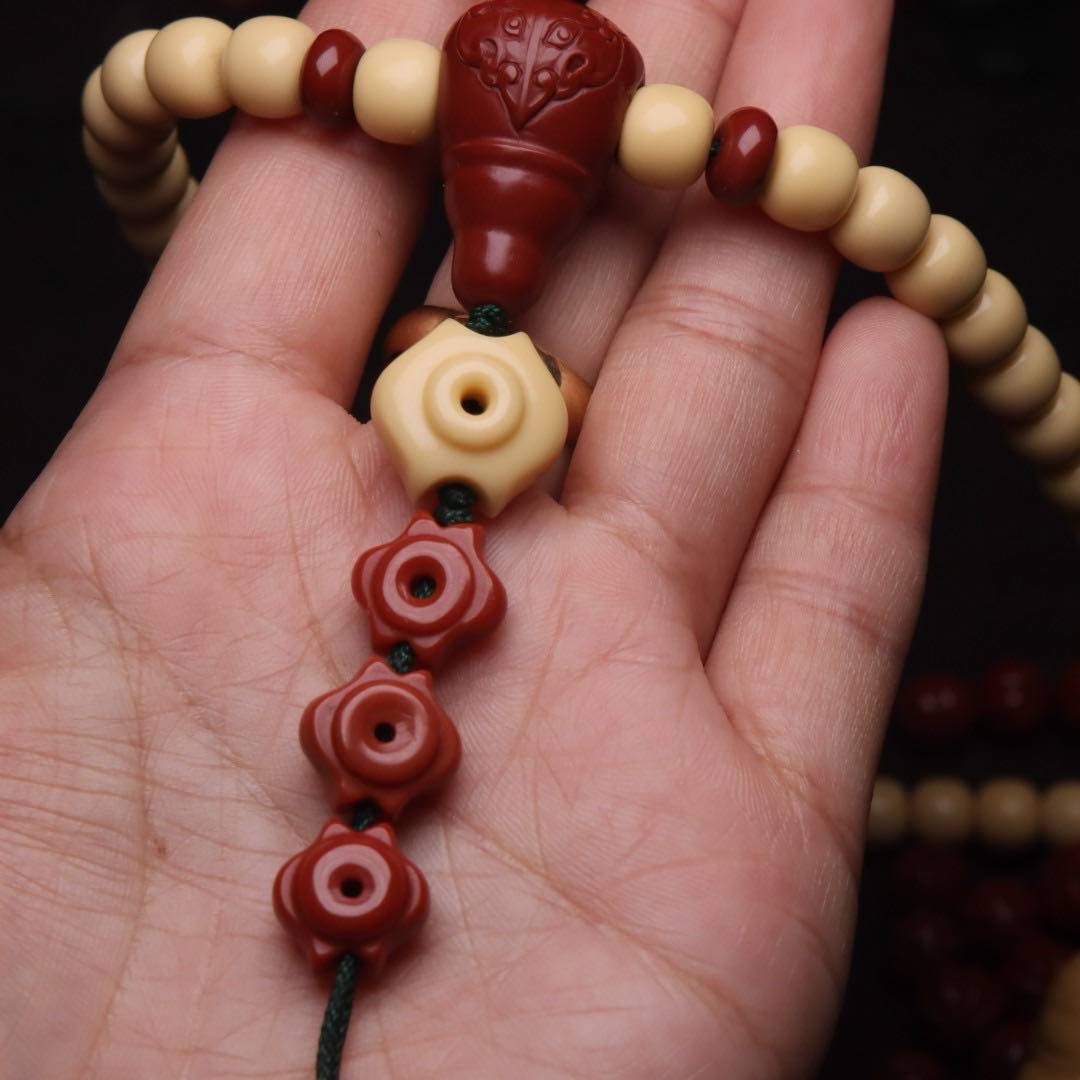 天然南红玛瑙鱼嘴背云佛珠手串长串金刚星月佛珠