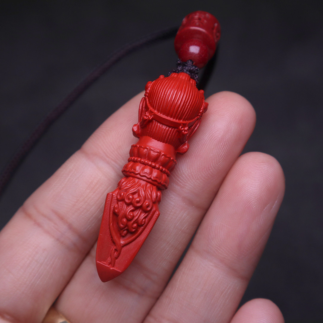保真原矿朱砂红砂大黑天降魔杵吊坠挂件菩提其他diy饰品配件