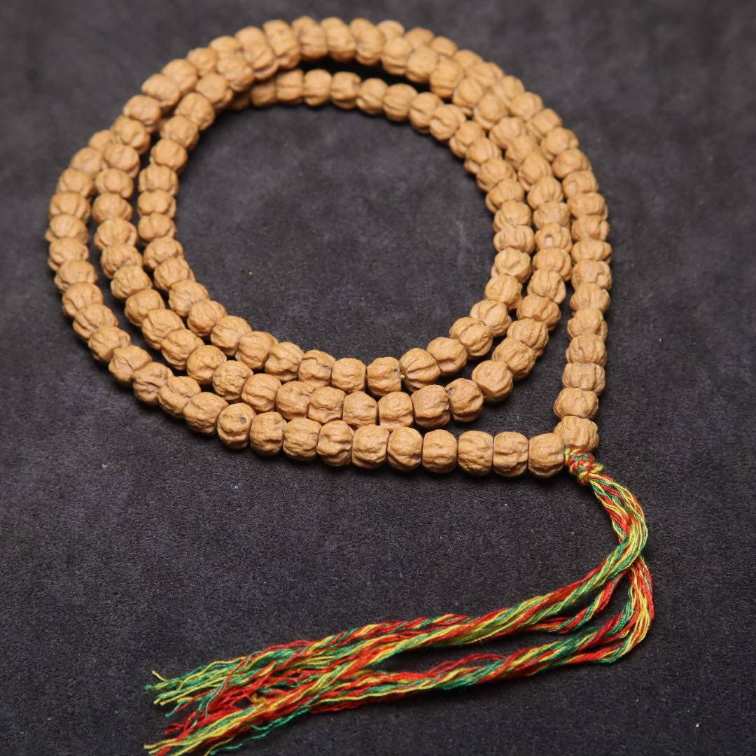 正宗热振寺百香籽108颗佛珠手串精抛高油麻皮藏式菩提佛珠长串