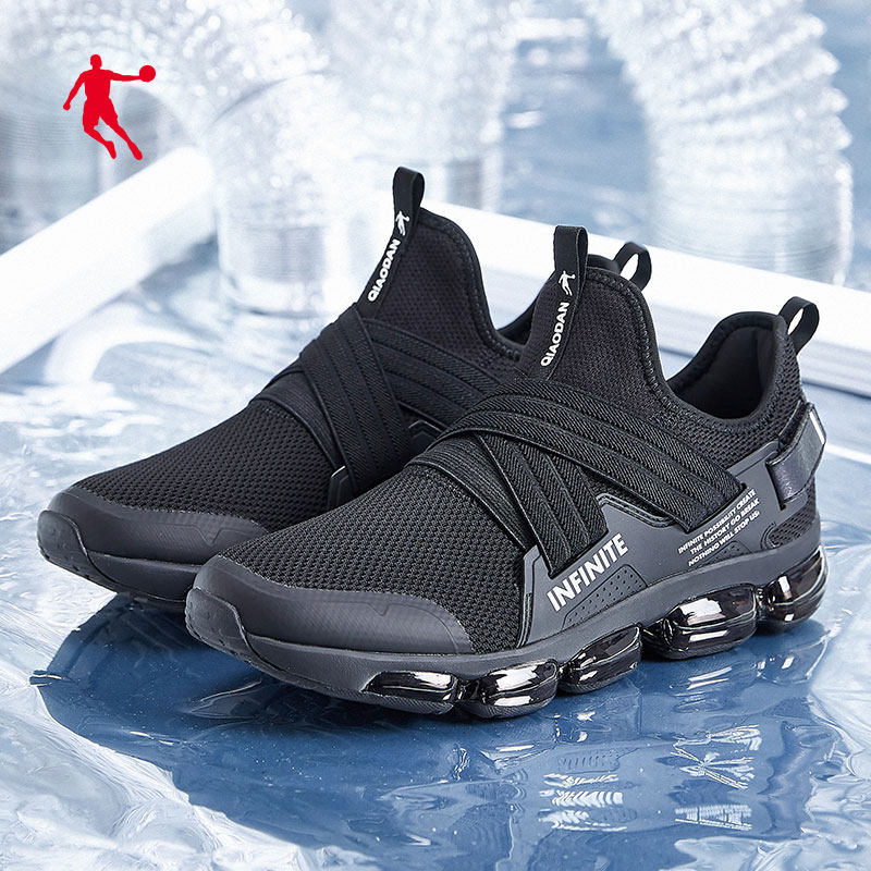 乔丹运动鞋男全掌气垫鞋春夏减震透气黑色轻便男士跑步鞋