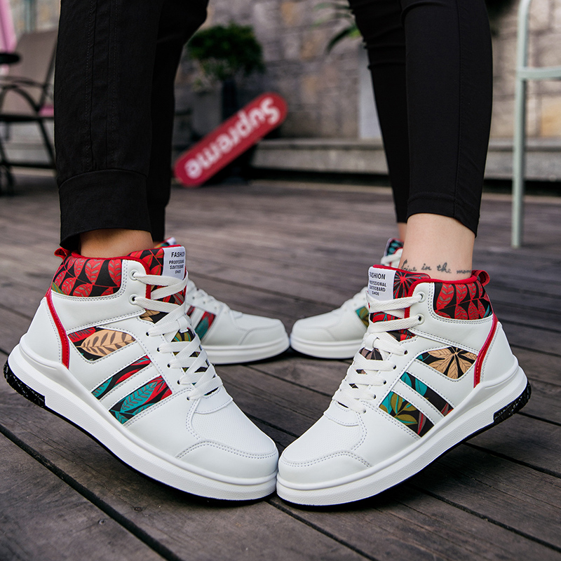 情侣鞋一男一女2019新款加绒高帮板鞋韩版潮流运动潮鞋高邦鞋冬季