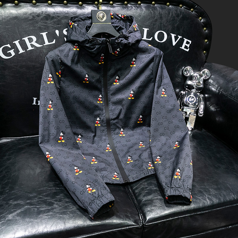 200斤可穿夹克男春秋新款潮流休闲连帽男大码外套修身印花上衣