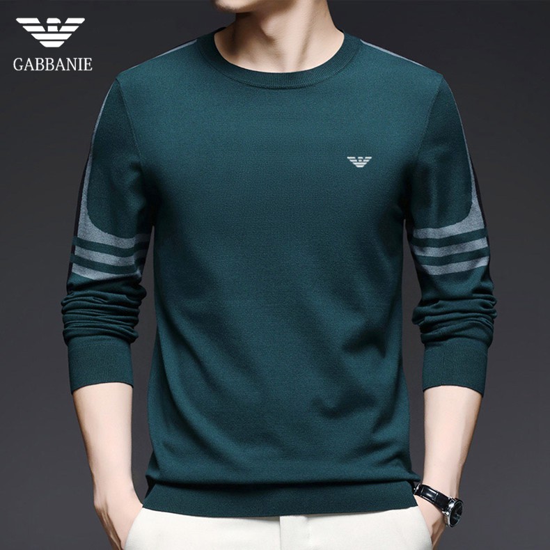 奇 阿玛尼 亚圆领男士长袖针织衫2022春装百搭打底衫T恤男装卫衣