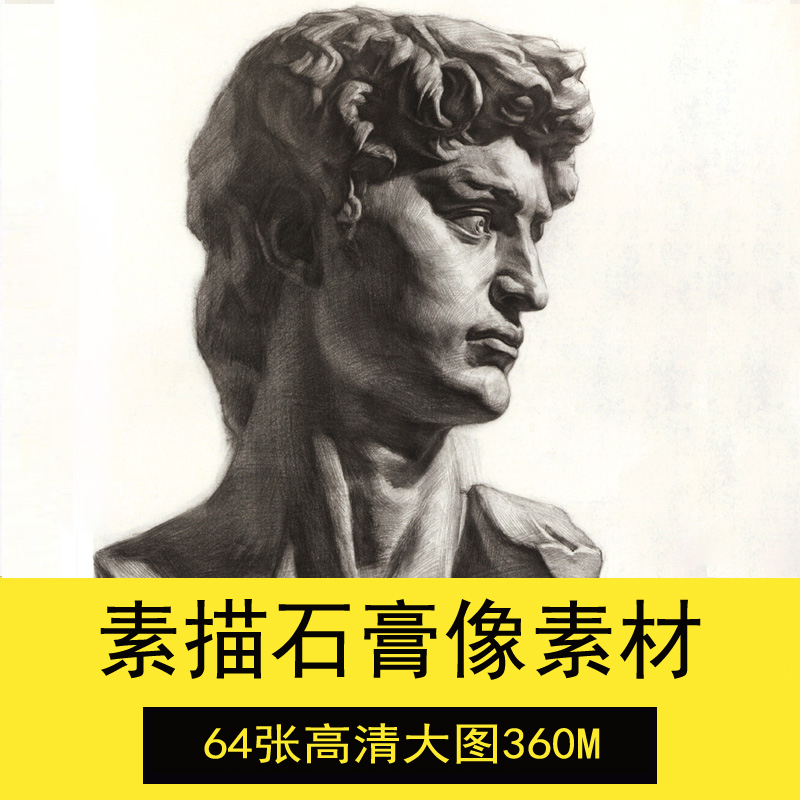 艺考素描石膏头像静物大卫图高清图片高考写生临摹美术绘画素材 - 轻