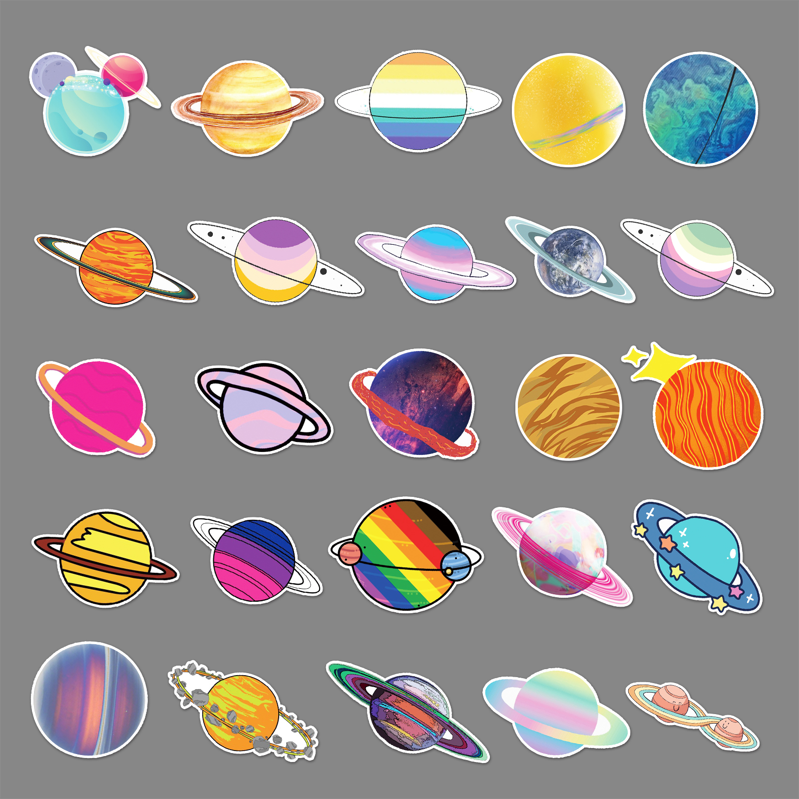 50张ins个性银河系星球卡通涂鸦贴画行李箱笔记本笔记本个性小贴纸