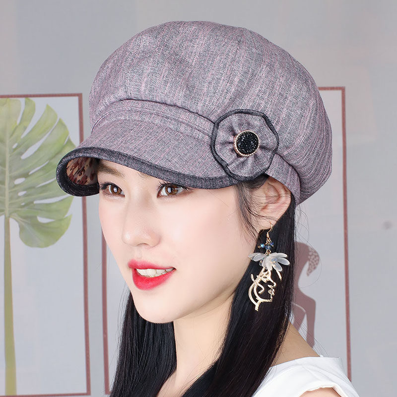 中老年帽子女士春夏优雅花朵八角时尚妈妈洋气百搭帽子