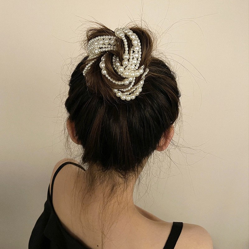 珍珠头饰编发链条发绳超仙双麻花辫发饰杨超越同款发带女绑发夏季