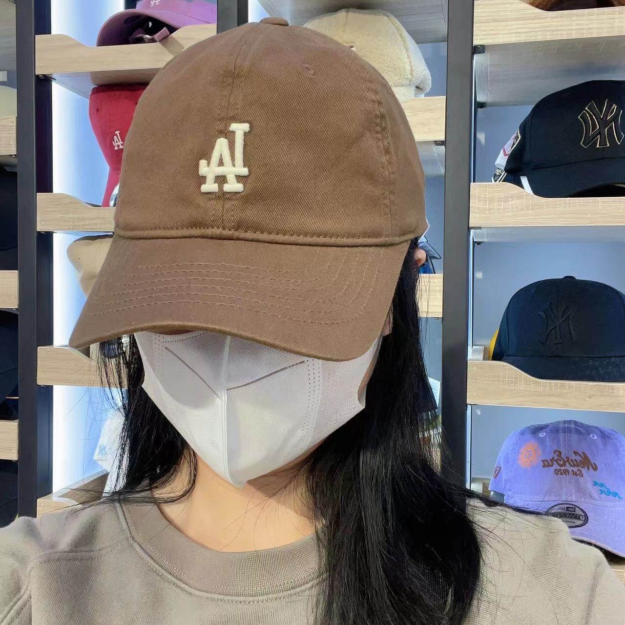 韩国专柜mlb帽子小标la咖色鸭舌帽字母刺绣运动帽