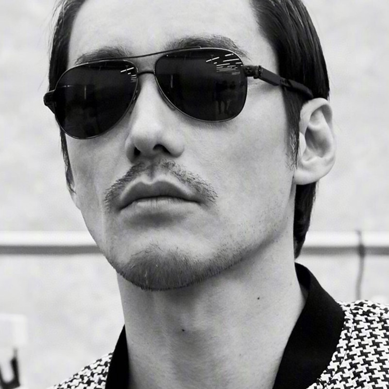 胡兵明星同款太阳眼镜dragking金属椭圆大框男太阳眼镜