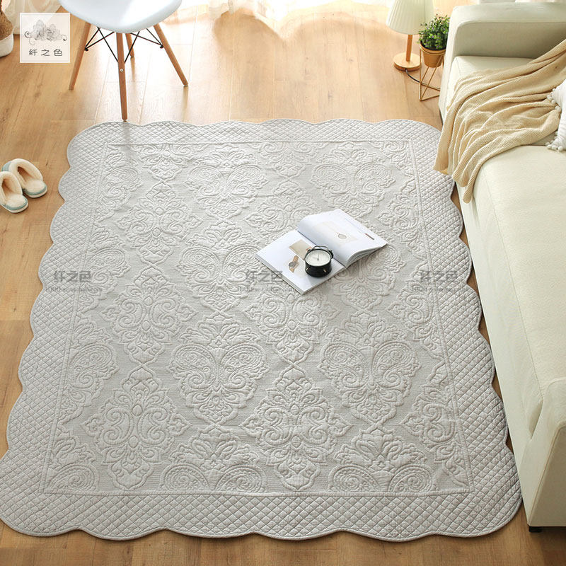 纯色灰色绗缝地垫榻榻米毯子全棉可机卧室客厅地垫