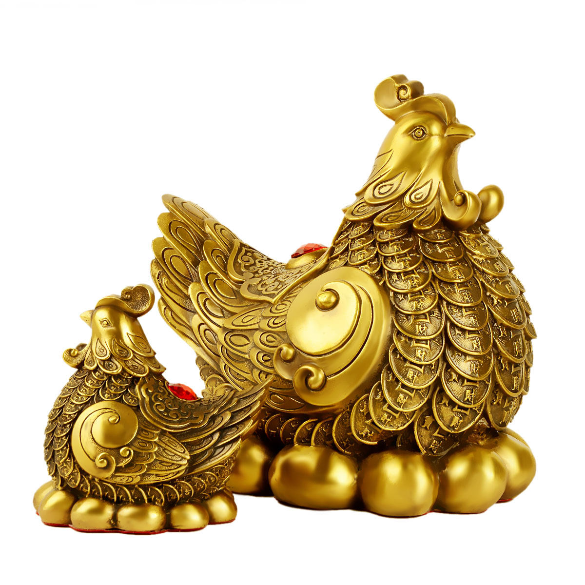 母鸡宏图好运金钱摆件金鸡下蛋孵蛋创意家居装饰工艺品摆件
