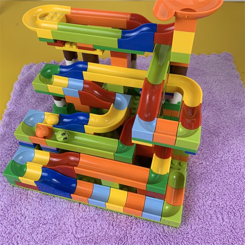 三佳大小颗粒滚珠百变拼装积木滑道儿童36岁塑料积木