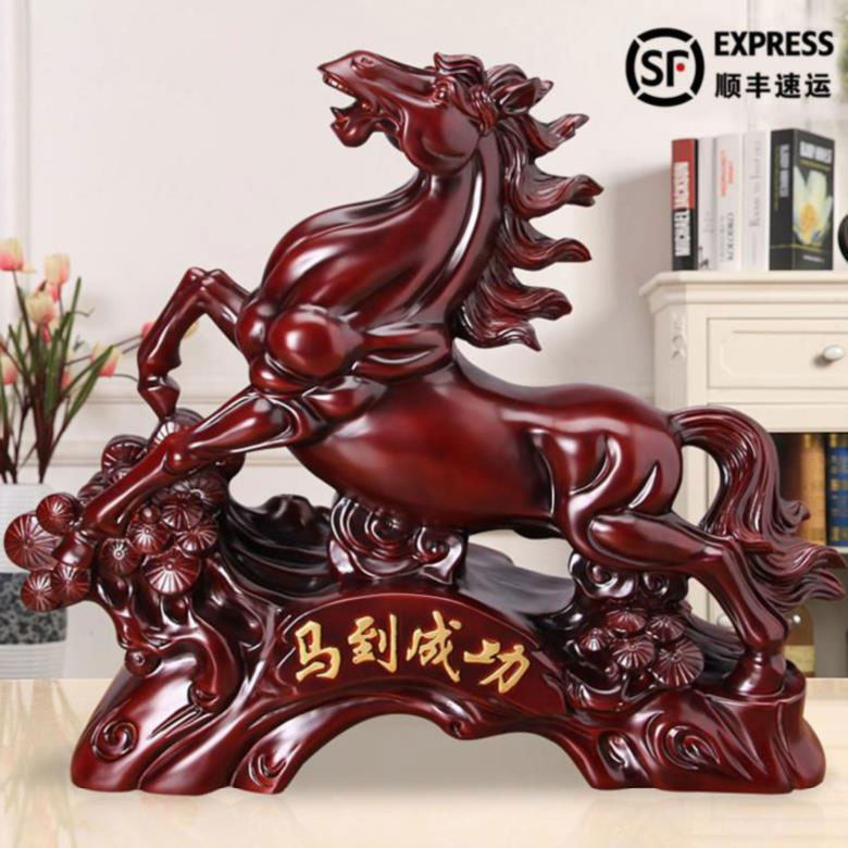 大马用品客厅新居马新居枣红马到成功居家礼品马摆件摆件