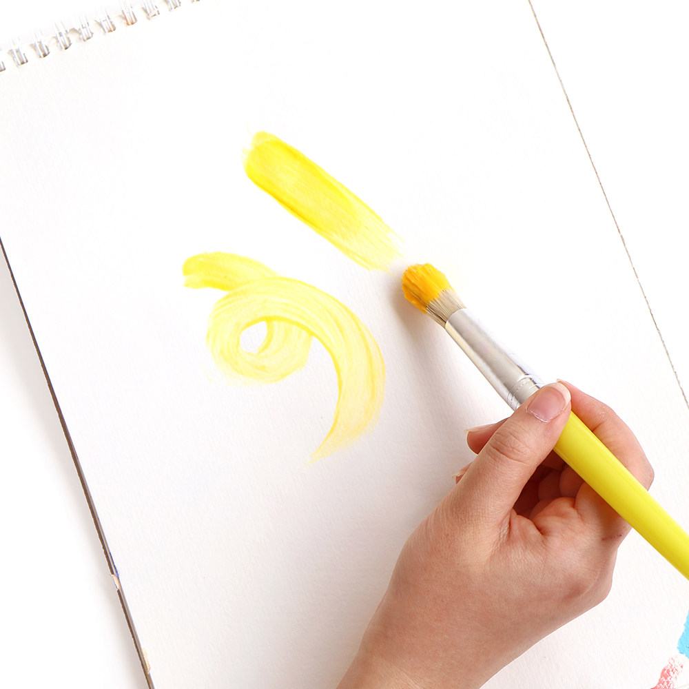 4支头油颜料丙烯美术幼儿园画笔猪鬃笔刷画画画笔
