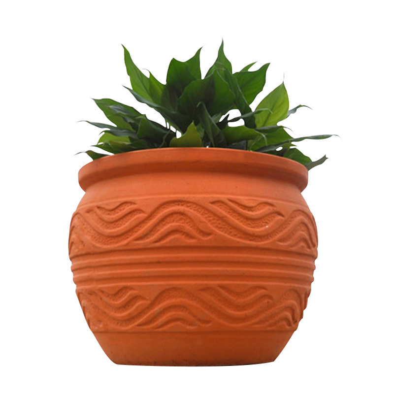花盆龙窑柴烧浮雕纹理单个景观陶罐小品酒店花盆